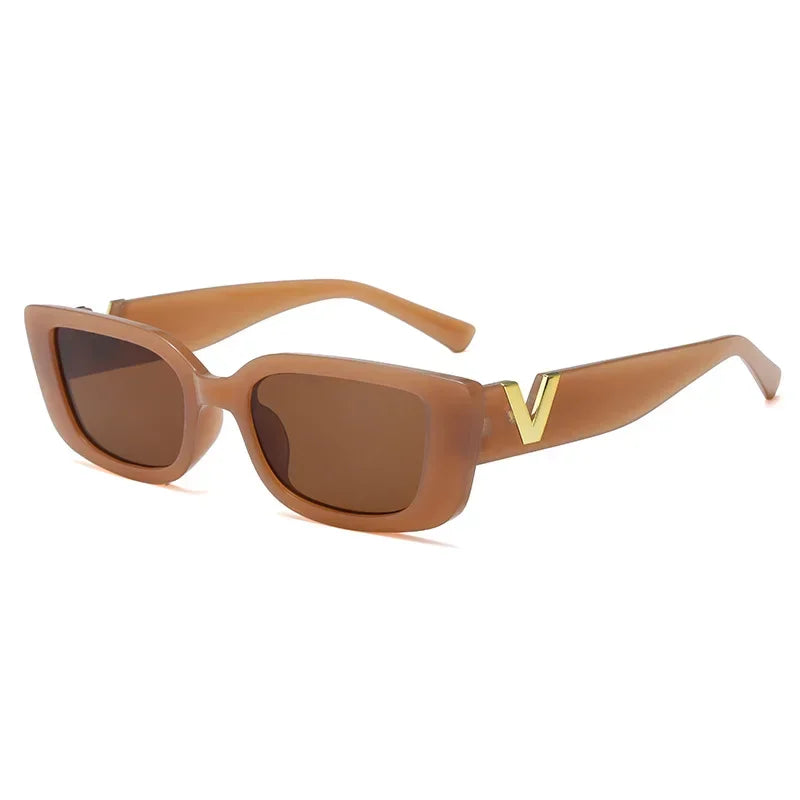 2025 New Retro Rectangle Sunglasses Women Brand Designer Vintage Small Frame Luxury V Sun Glasses Ladies Classic Black Square