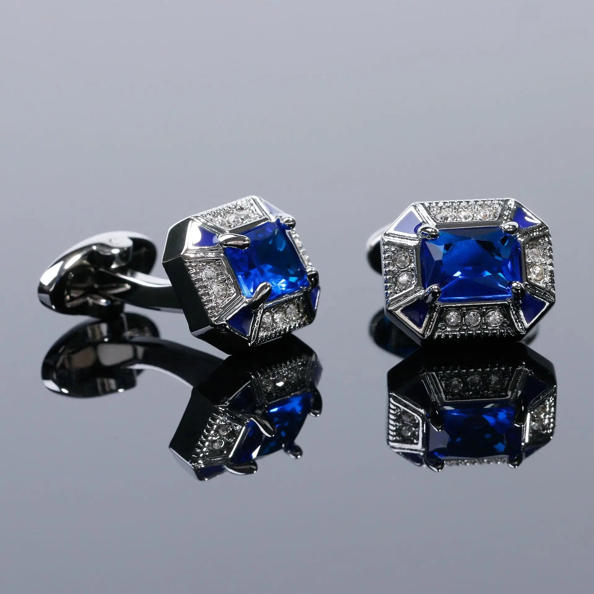 Fashion Men's Cufflinks Light Luxury Set with Amethyst Crystal Shirt Sleeve Button Studs Wedding Business Party Clothing Jewelry