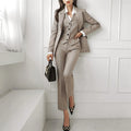 Fashion Spring Autumn Formal 3 Piece Outfit Suits Women Ladies Clothes Office Solid Tops Coat Blazer Suit And Vest And Pants Set