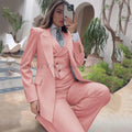 Luxury Navy Blue Striped  Women's Suits Single Breasted 3 Pieces Jacket Pants Vest Female Clothing Office Lady's Blazers Sets