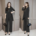 Three-Piece Suit For Women's 2025 New Long Windbreaker Cardigan Spring Autumn Temperament Female 3 PCS Vest Pant Sets Elegant