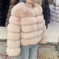 QUEENTINA Fox Fur Coat Real Winter Women'S Fashion Brown 2025 Leather And Skin Clothing Natural New In Coats & Jackets Outerwear