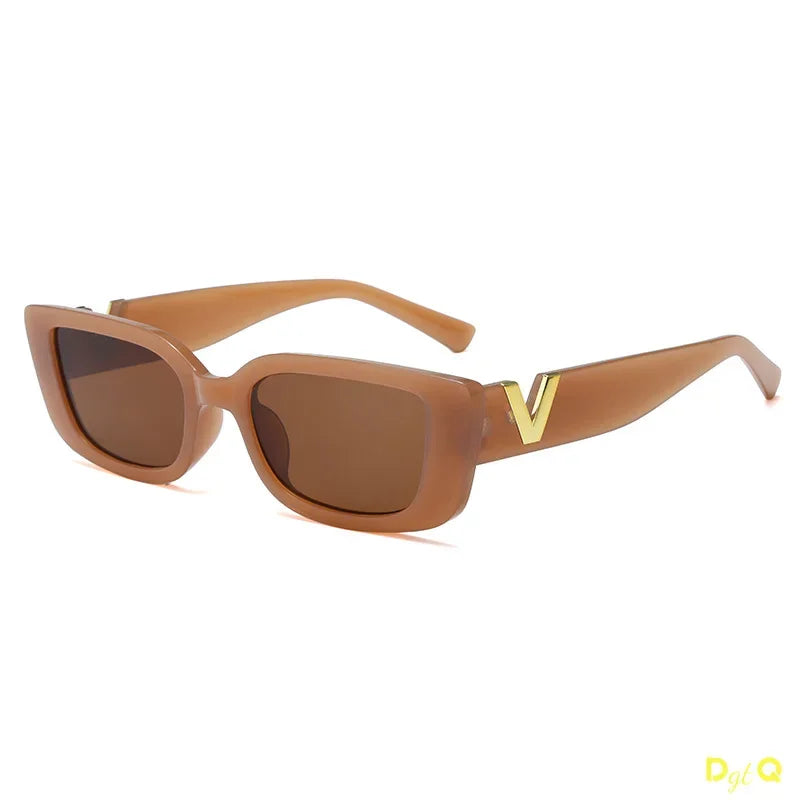 2025 New Retro Rectangle Sunglasses Women Brand Designer Vintage Small Frame Luxury V Sun Glasses Ladies Classic Black Square