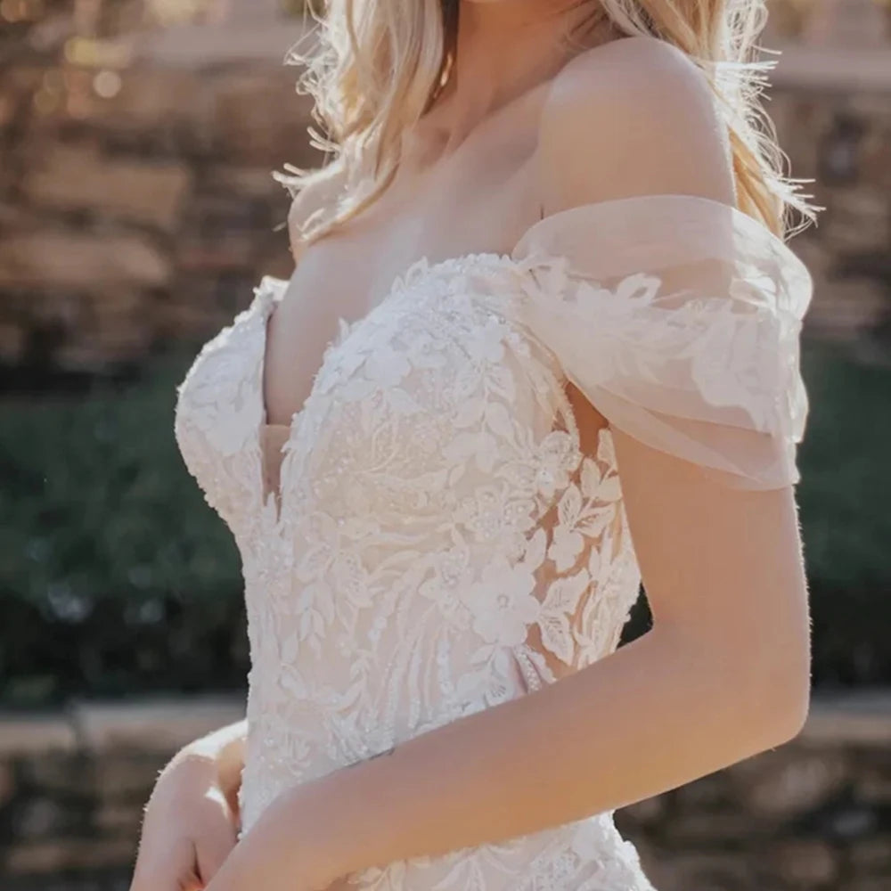 Mermaid Wedding Dresses for Princess Off Shoulder Zipper Ivory Bridal Gowns New 2024 Summer Champagne Strapless Vestido De Novia
