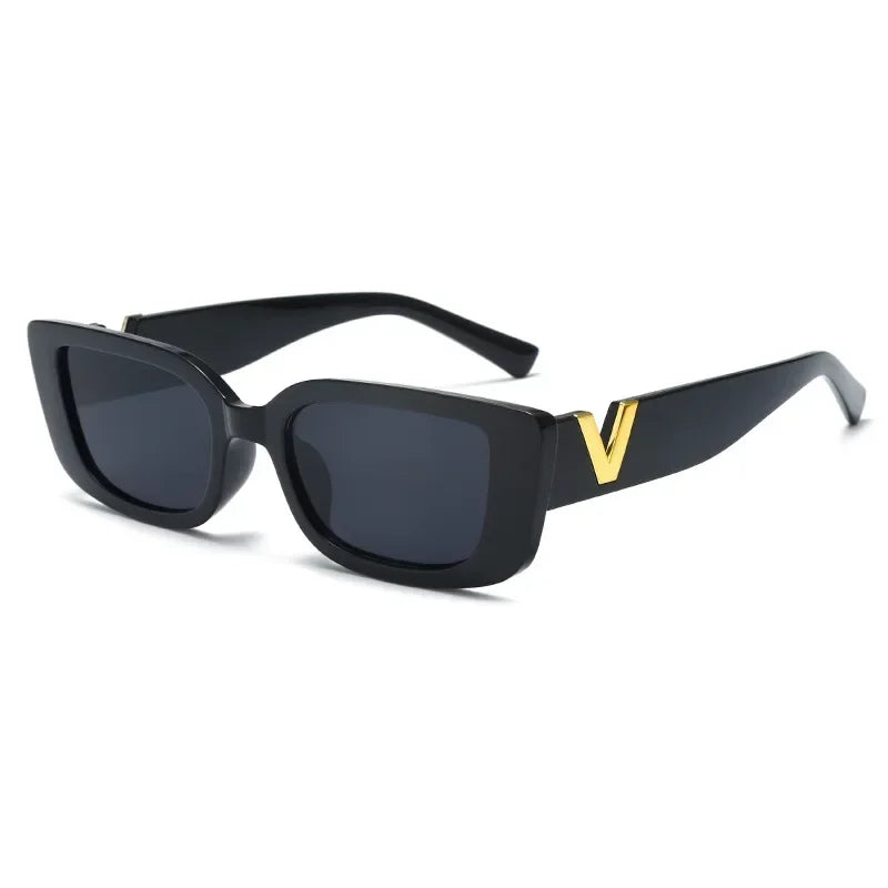 2025 New Retro Rectangle Sunglasses Women Brand Designer Vintage Small Frame Luxury V Sun Glasses Ladies Classic Black Square