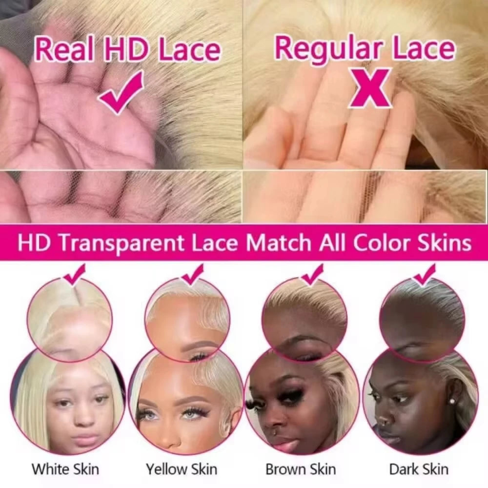 30 40 Inch 613 Blonde Lace Front Bone Straight Human Hair Wigs 13x4 13x6 HD Lace Frontal Wig Pre Plucked 200 Density