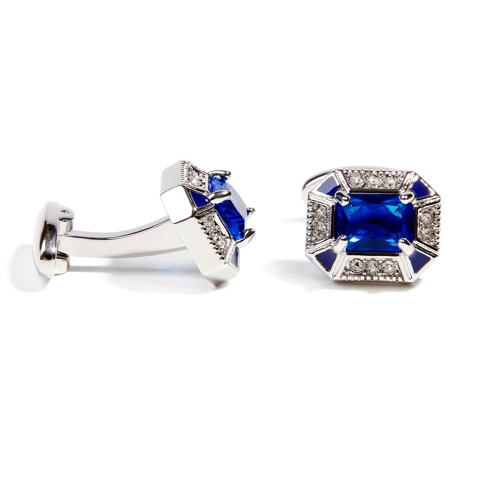 Fashion Men's Cufflinks Light Luxury Set with Amethyst Crystal Shirt Sleeve Button Studs Wedding Business Party Clothing Jewelry