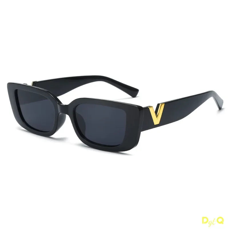 2025 New Retro Rectangle Sunglasses Women Brand Designer Vintage Small Frame Luxury V Sun Glasses Ladies Classic Black Square