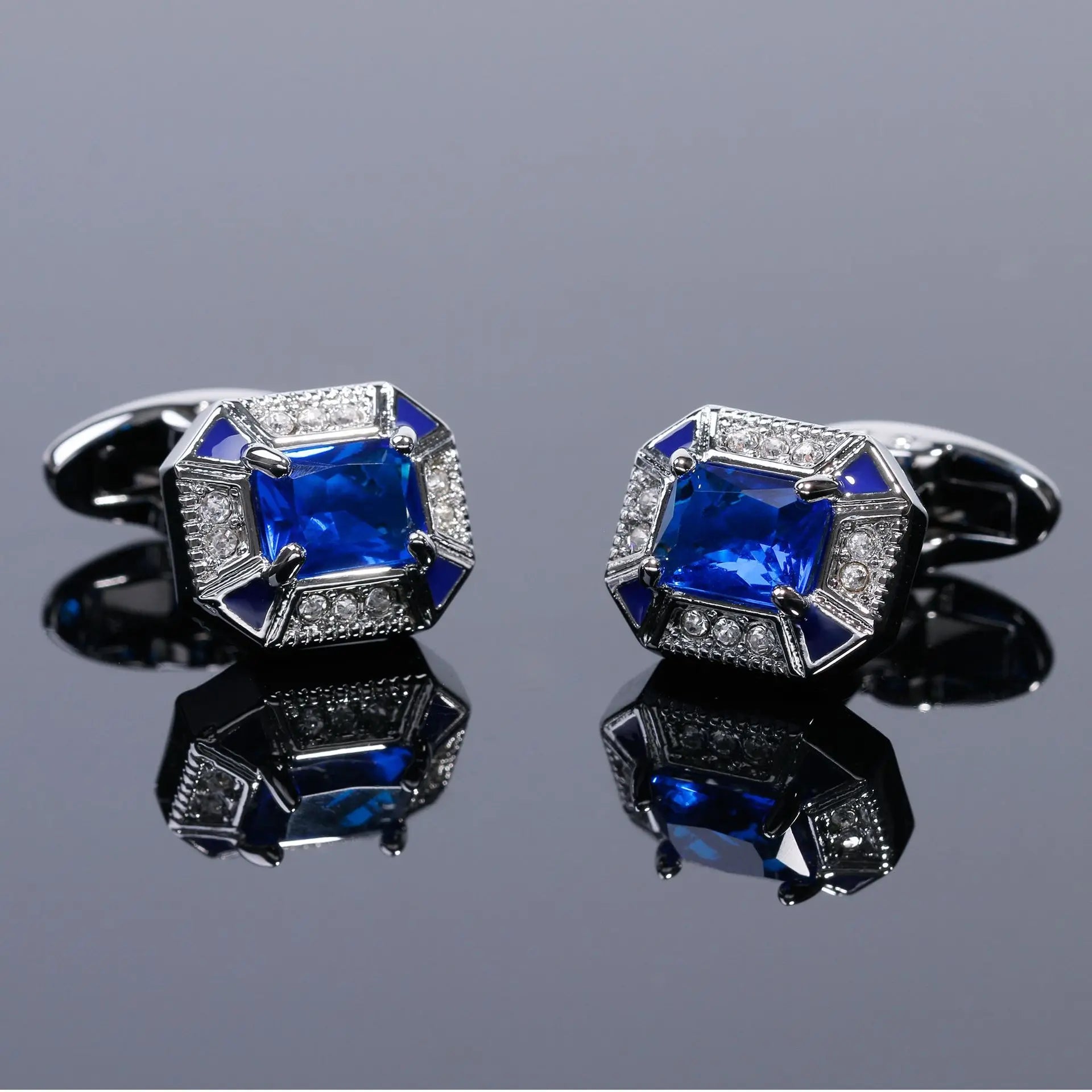 Fashion Men's Cufflinks Light Luxury Set with Amethyst Crystal Shirt Sleeve Button Studs Wedding Business Party Clothing Jewelry