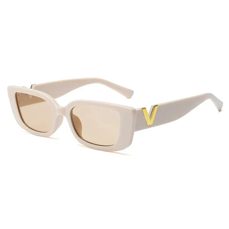 2025 New Retro Rectangle Sunglasses Women Brand Designer Vintage Small Frame Luxury V Sun Glasses Ladies Classic Black Square