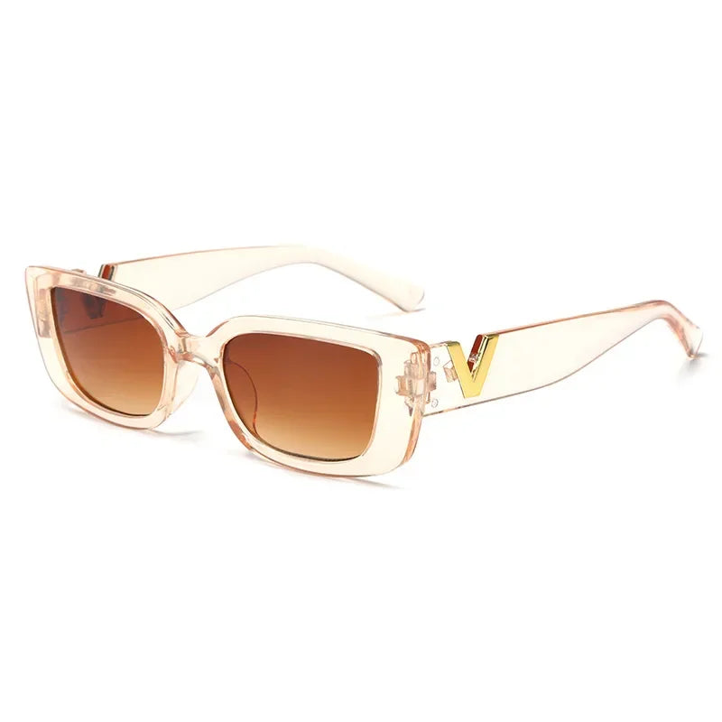 2025 New Retro Rectangle Sunglasses Women Brand Designer Vintage Small Frame Luxury V Sun Glasses Ladies Classic Black Square