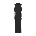 Criss Cross Cut Out Dress, Sexy Bodycon Mock Neck Sleeveless Dress, Women's Clothing