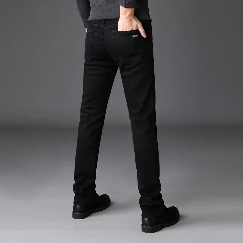 Spring Autumn Men Classic Fashion Brand Jeans Homme Man Soft Stretch Black Biker Masculino Denim Trousers Mens Pants Overalls