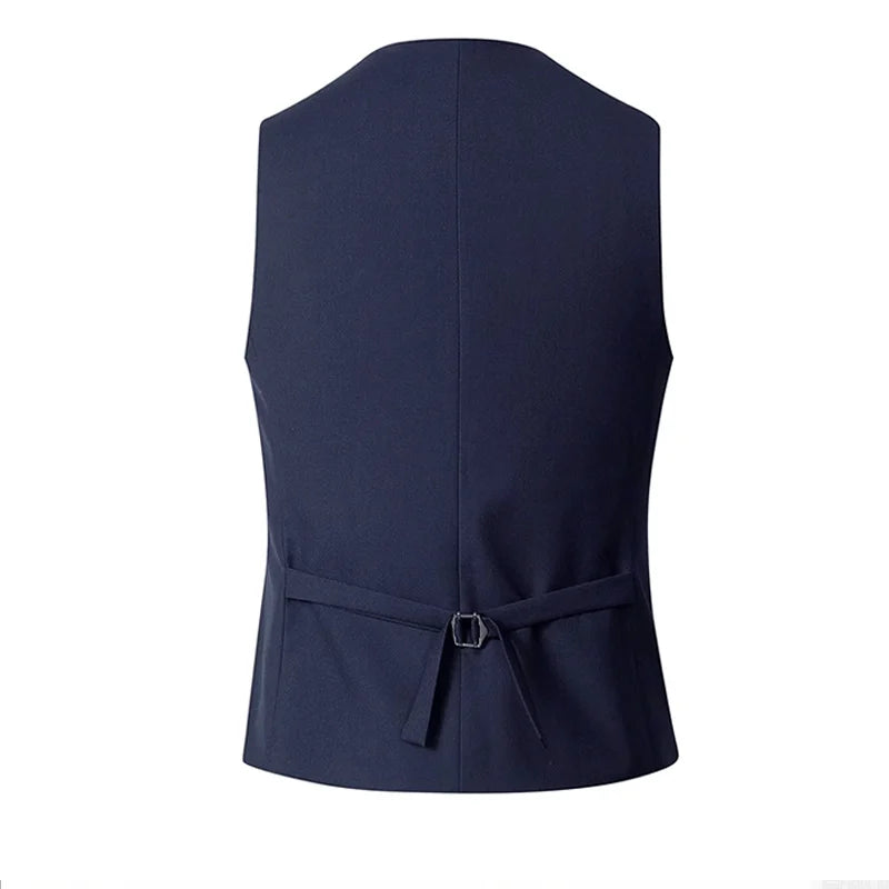 M-7XL Spring/summer Man Suit Vest Sleeveless Vest with Adjustable Waist Single Breasted Solid Color Business Suit Vest Wedding