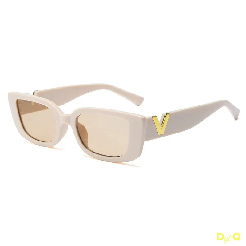2025 New Retro Rectangle Sunglasses Women Brand Designer Vintage Small Frame Luxury V Sun Glasses Ladies Classic Black Square